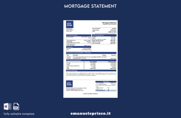 stile verificato Modello di estratto conto mutuo bancario India DCB Modello Word
